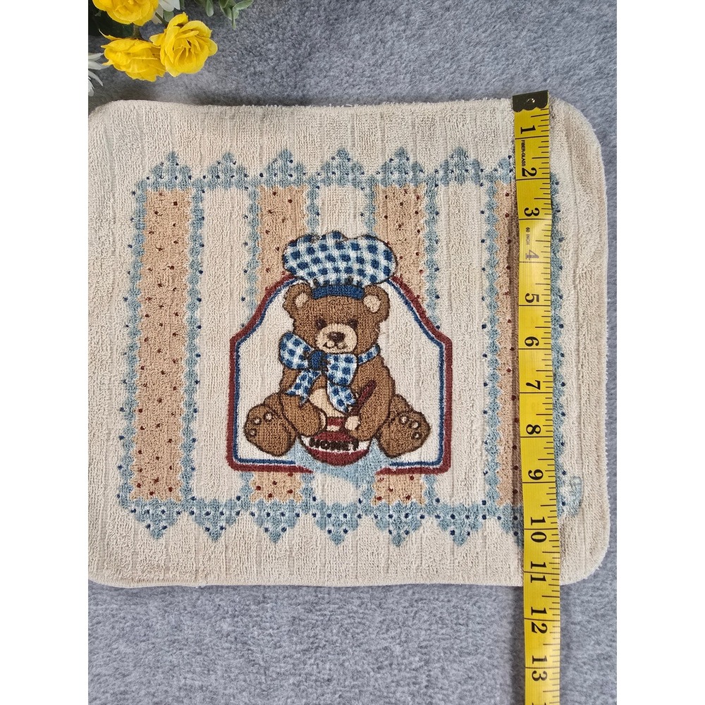 Vintage Teddy Bear Dish Towel Cotton Kitchen Works Cottagecore Gingham Grandma - Picture 5 of 8